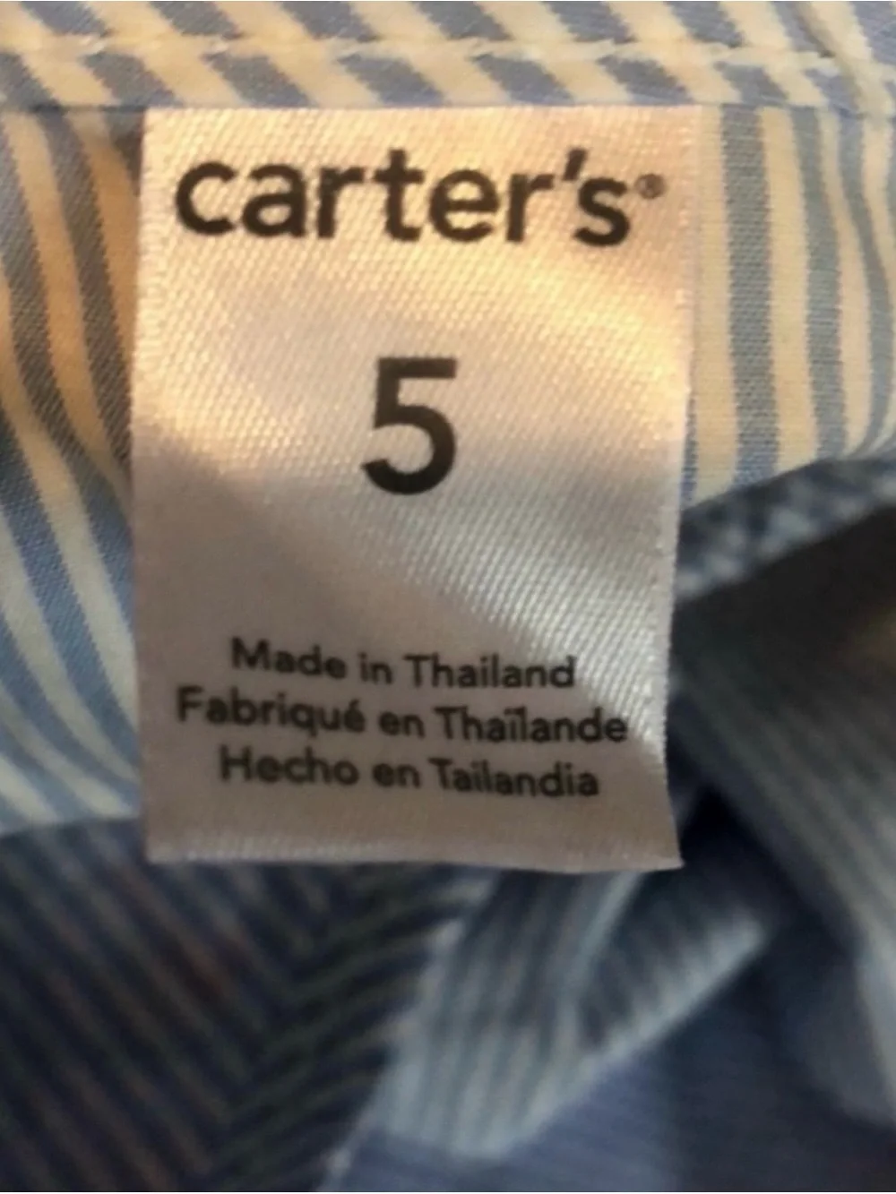 Carter’s Shirt Girls Kids Light Blue Stripe Roll Sleeve Casual Blouse Top Sz 5