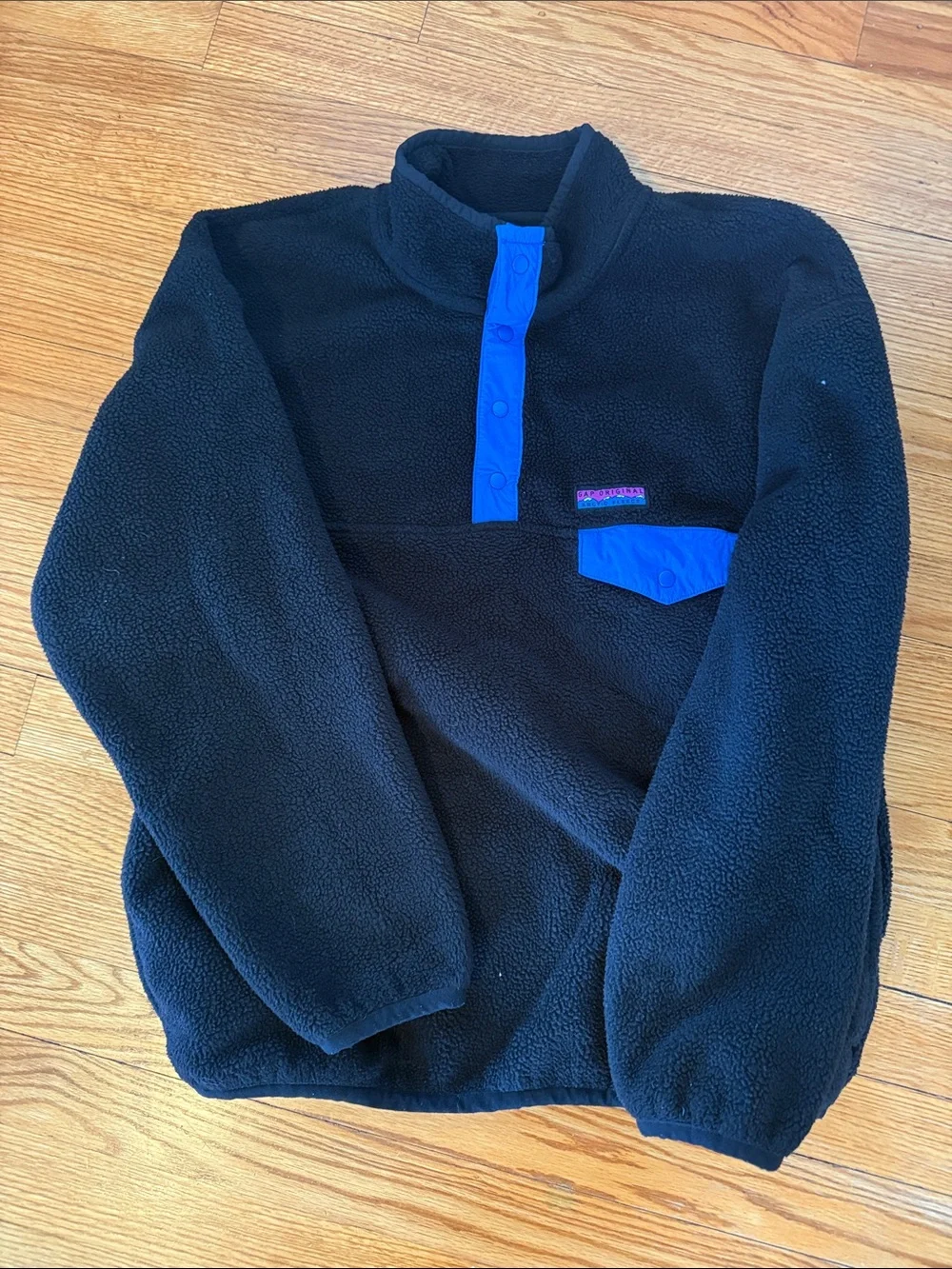 GAP Black Fleece Jacket with Bright Blue Accents