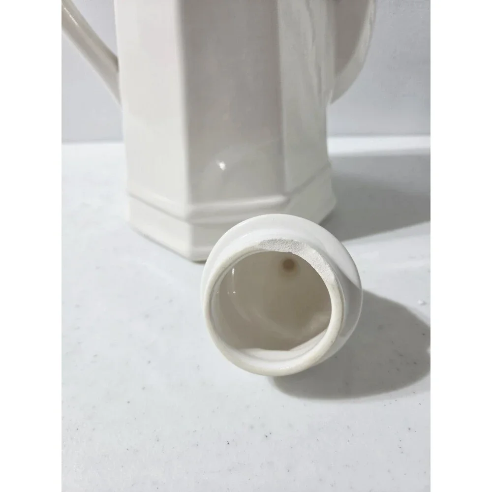MCM Rare Pfaltzgraff Heritage White Tall Coffee Tea Pot With Lid 13.5” Tall READ