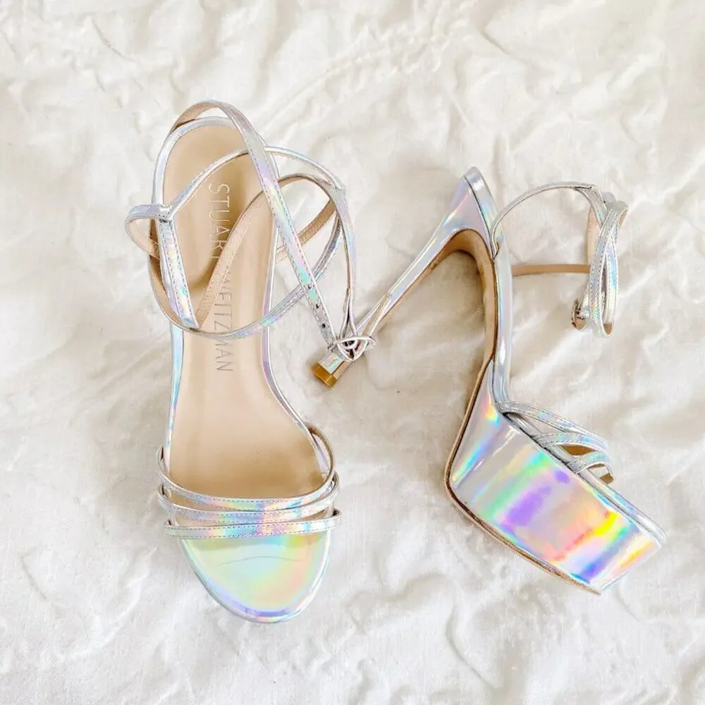 Stuart Weitzman Soiree Iridiscent Platform Sandals Size 9