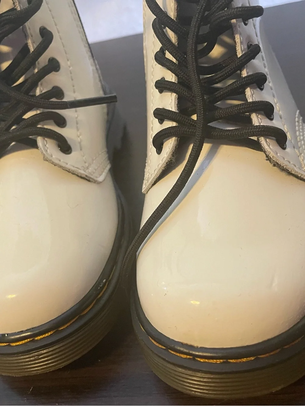 Doc Martens 1460 T White Lace-Up Platform Combat Boots - Toddlers