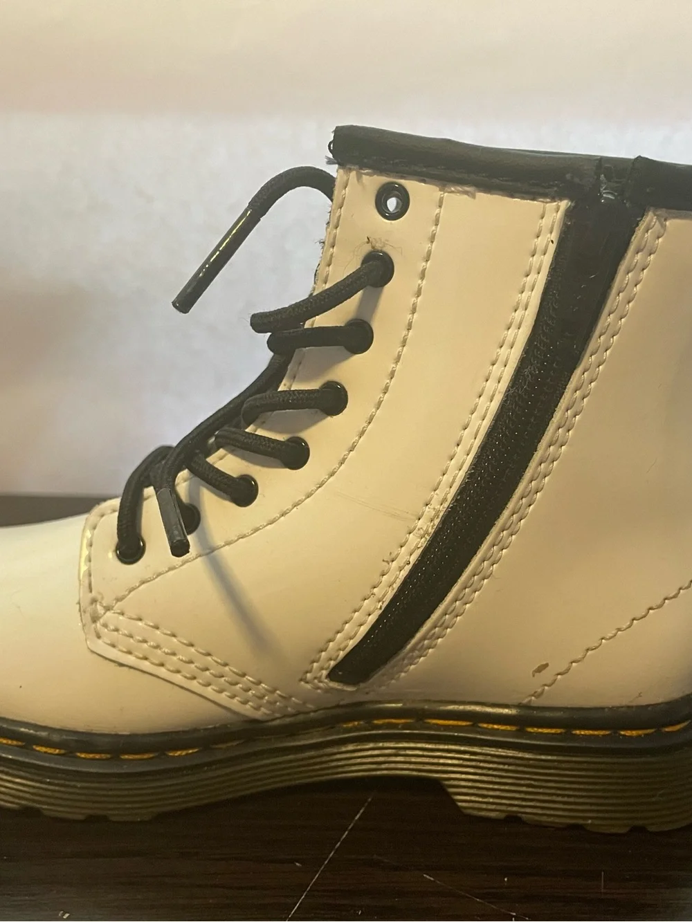 Doc Martens 1460 T White Lace-Up Platform Combat Boots - Toddlers