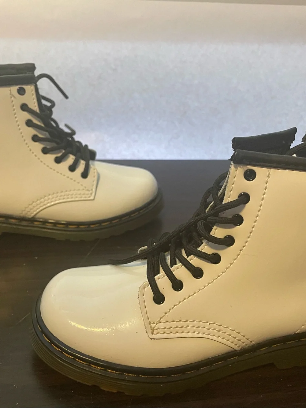 Doc Martens 1460 T White Lace-Up Platform Combat Boots - Toddlers