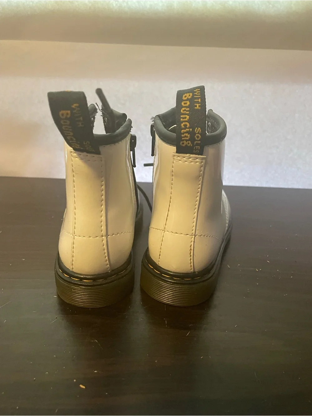 Doc Martens 1460 T White Lace-Up Platform Combat Boots - Toddlers