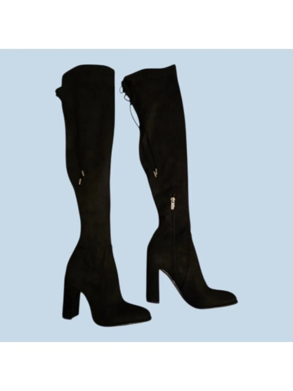 Marc Fisher Boots Elegant Black Women's Knee-High Size 5.5 5-1/2 Zip Faux Suede