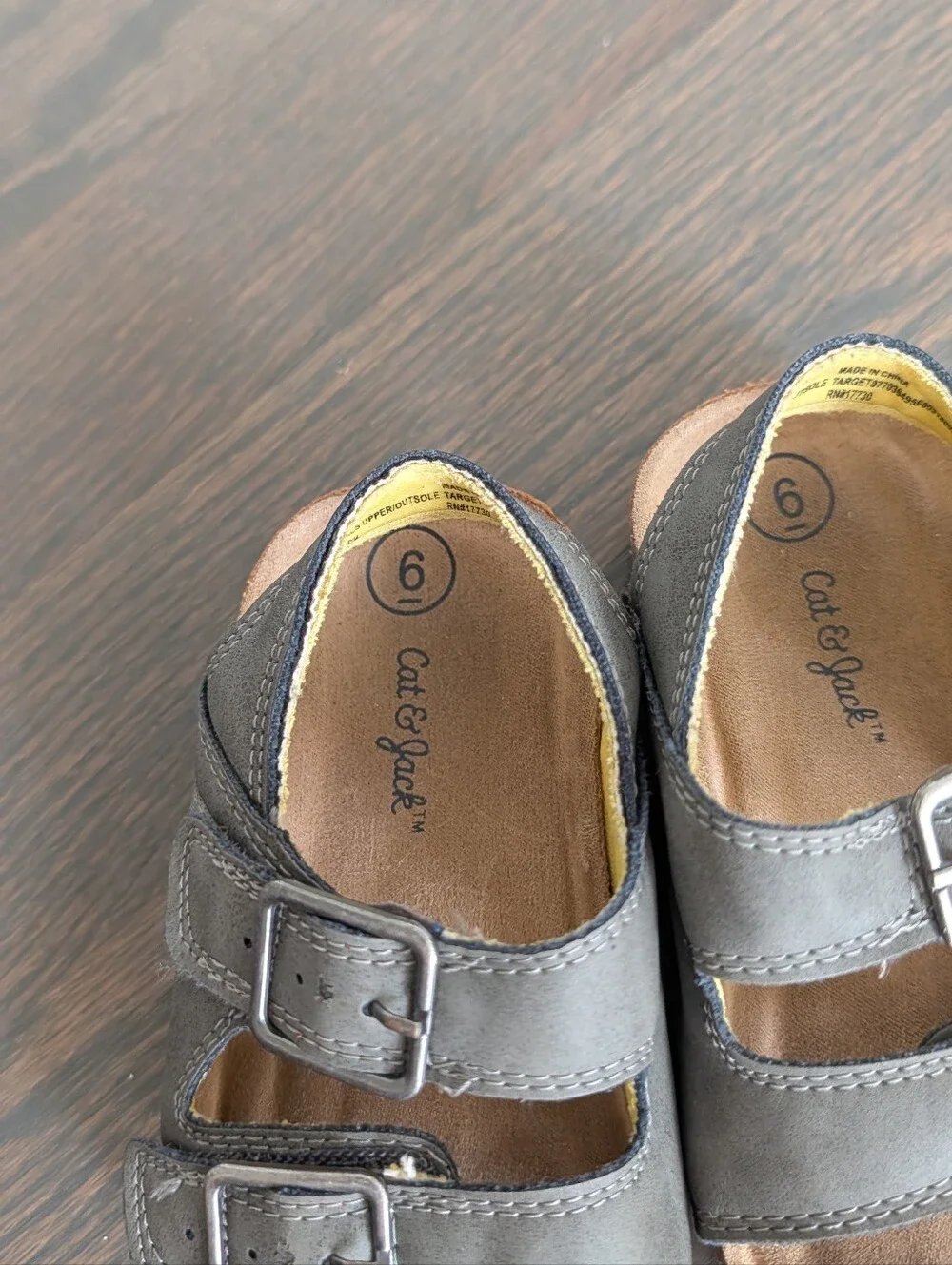 Cat & Jack Kids' Gray Double-Buckle Sandals, Size 6