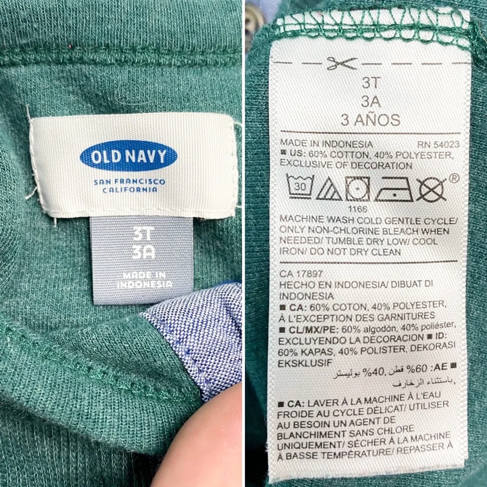 old navy | green ribbed henley long sleeved tee chambray pocket 3t