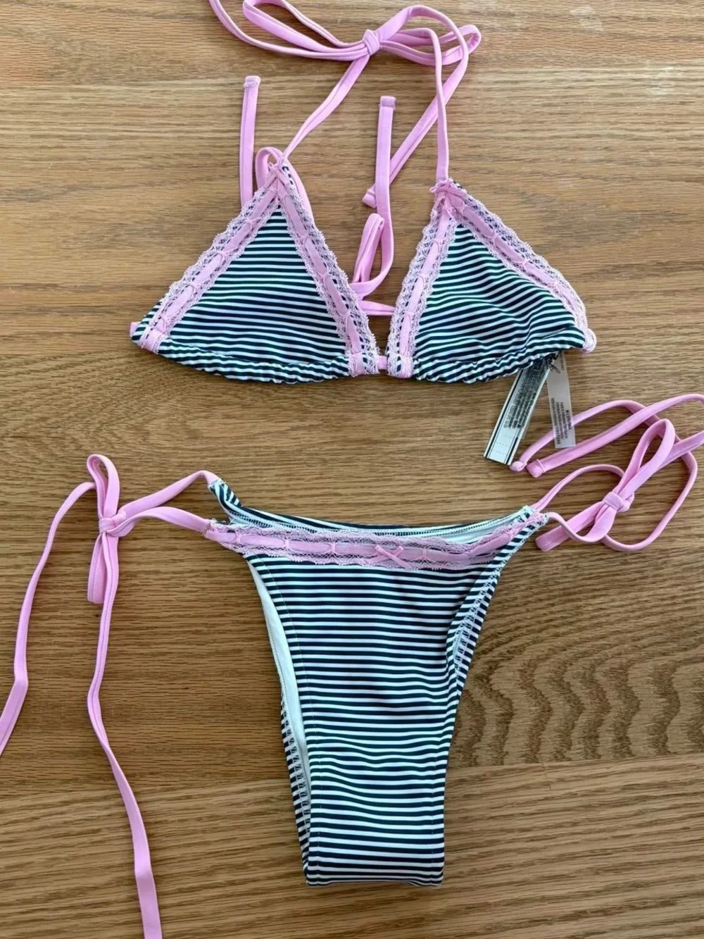 Frankies bikinis striped pink set