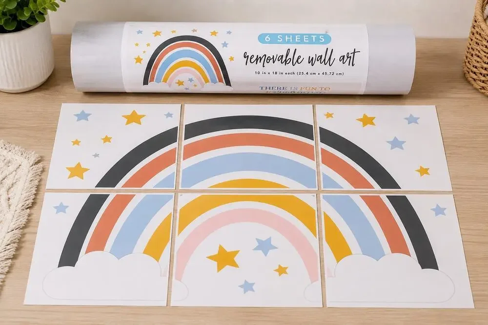 Target Rainbow & Stars Removable Wall Decals Nursery Wall 6 Sheets 10x18 New