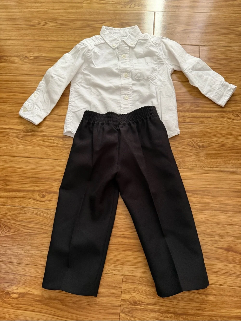 Preloved Boys Set Classic Black Kids Shirt & Pants - Comfortable Elastic Waist