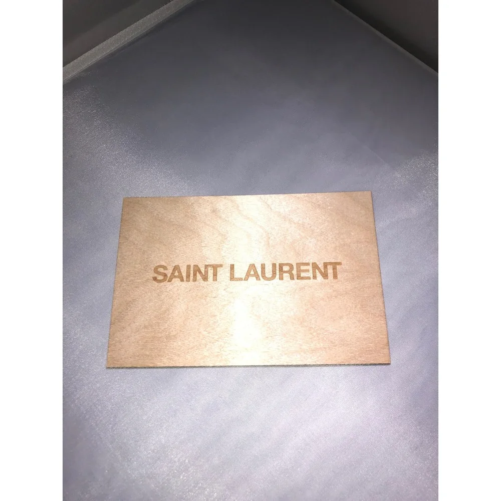 Saint Laurent Wooden Postcard Tan Logo Stationery Made in Germany 732099 YCL05