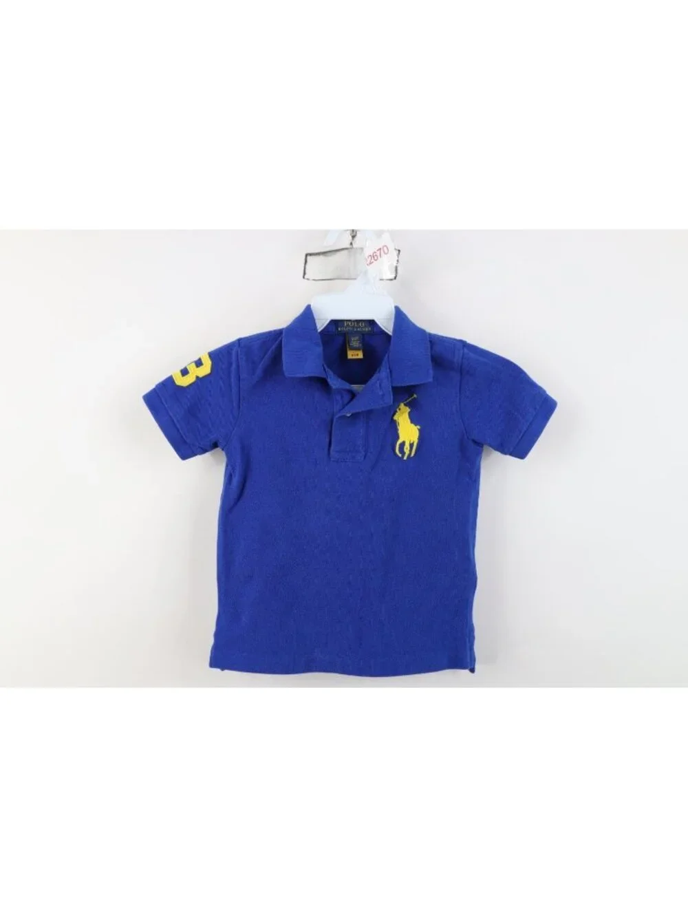 Vintage Y2K Ralph Lauren Boys Toddler 2T 2 T Big Pony Collared Polo Shirt Blue