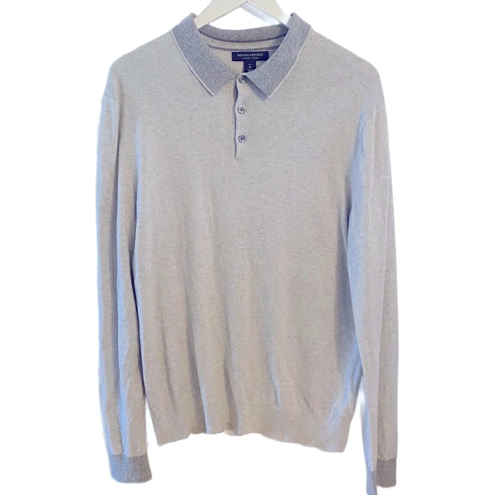 Banana Republic Men's Luxury Blend Grey Polo Shirt