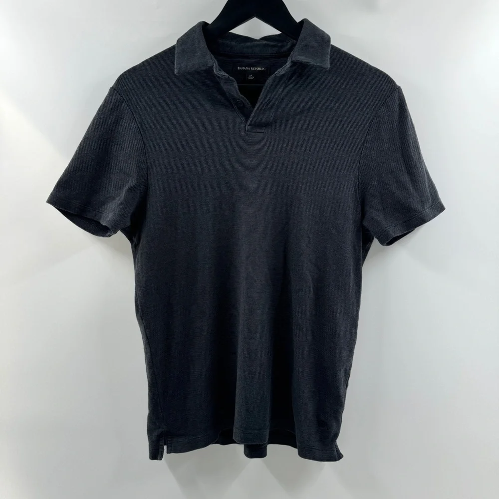 Banana Republic Two-Tone Grey Striped Polo Shirt | Men’s Size Medium