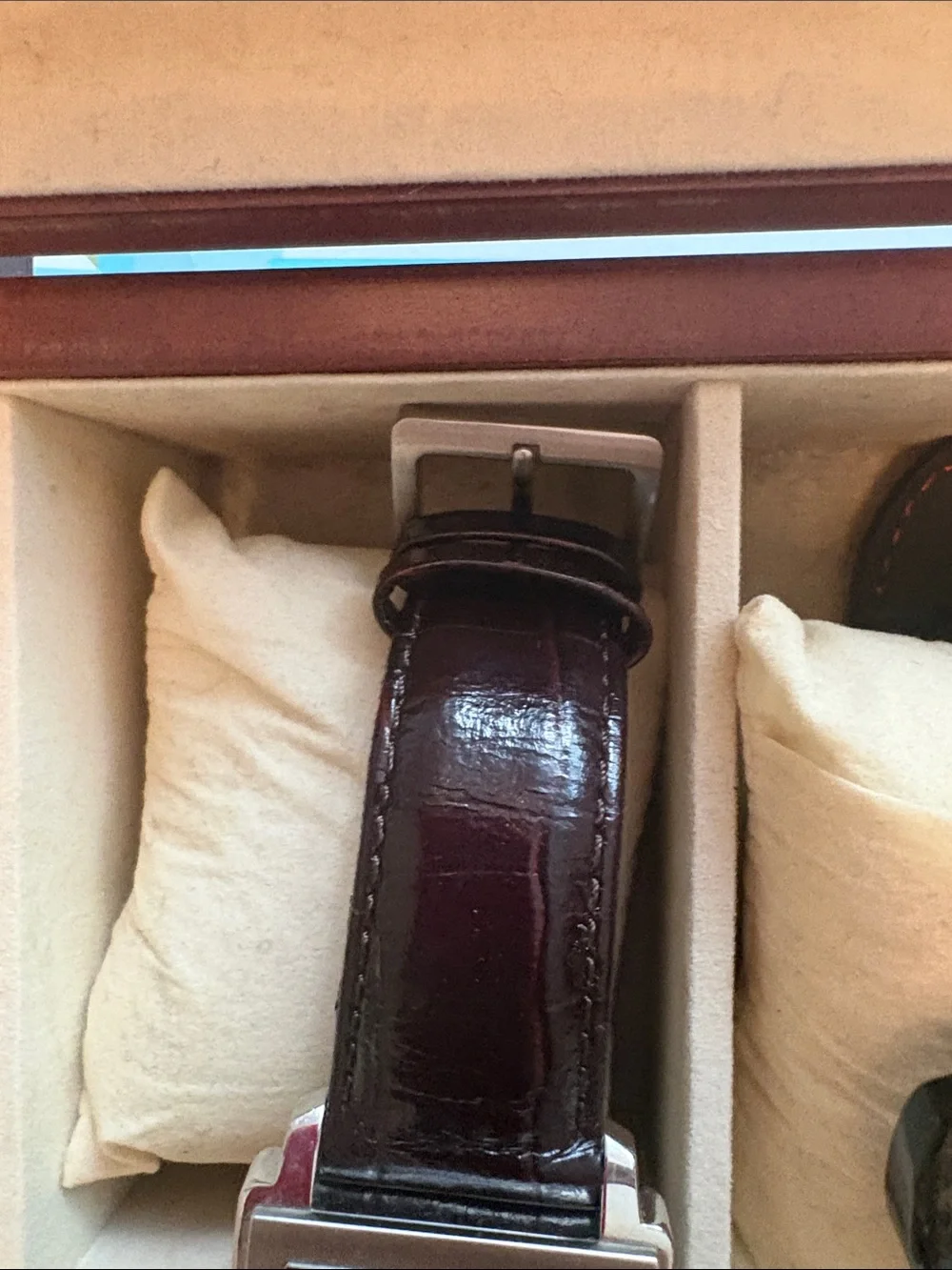 DKNY Men's Black-Brown Leather Strap Square Chronograph Watch
