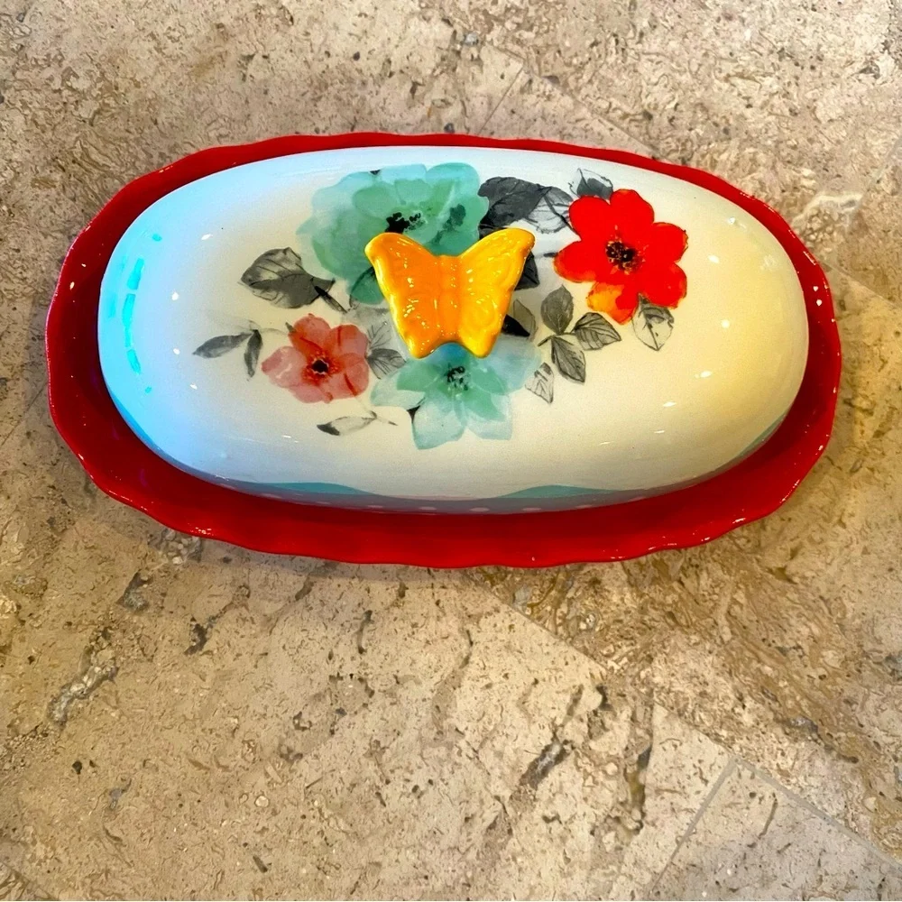 The Pioneer Woman Butter Dish Flea Market Floral 6.4