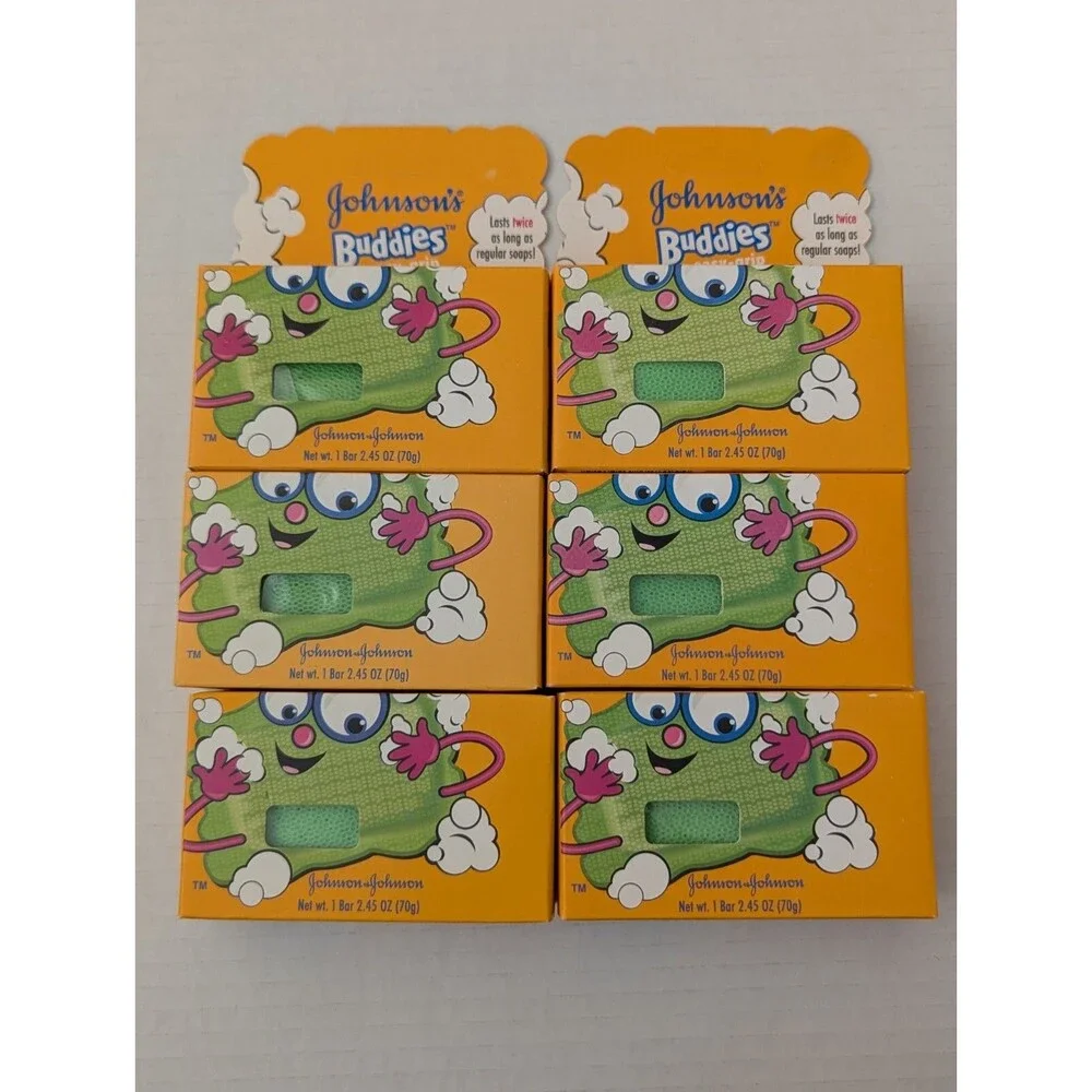 NIB JOHNSON'S Buddies Easy-Grip Sudzing Kids Bar Soap LOT OF 6 DISCONTINUED