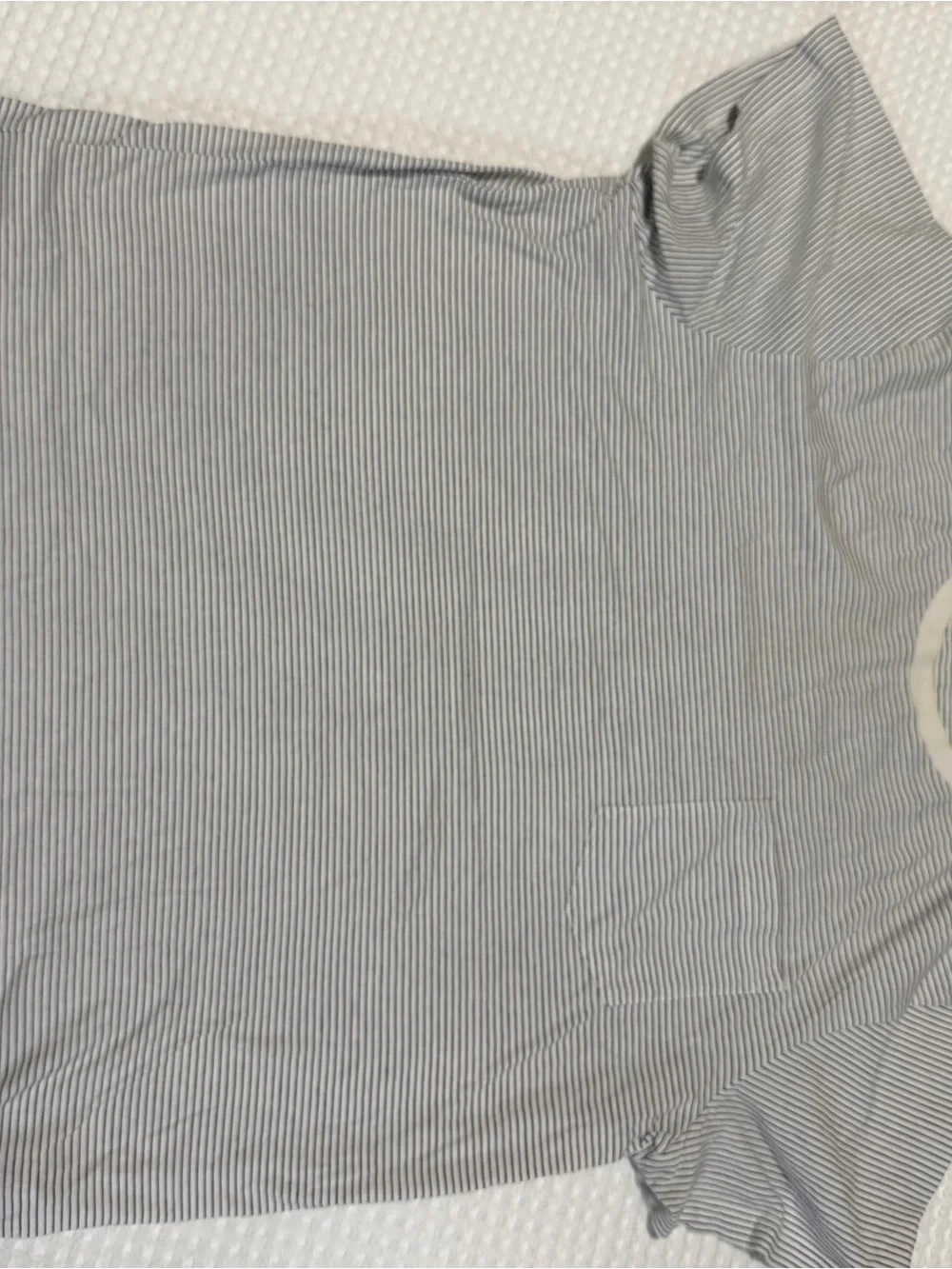 J. Crew Men's Thin Navy and White Stripe Short Sleeve Tee