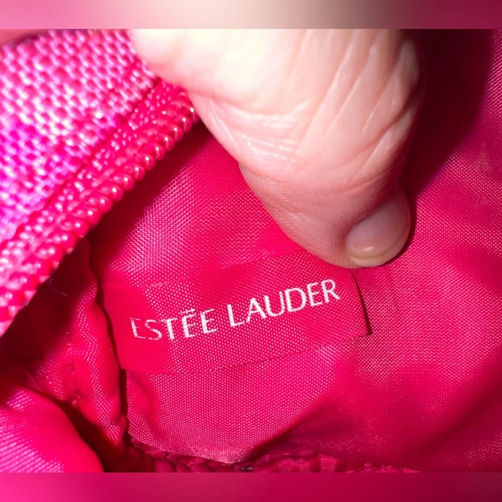 Lilly Pulitzer For Estee Lauder Pink and Green Floral Cosmetic Bag