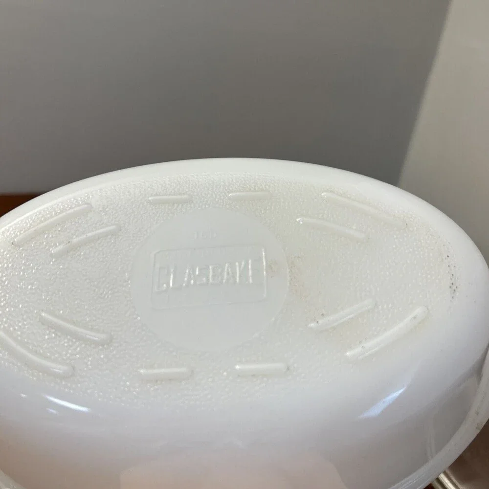 Vintage Glasbake 1 Qt. White Pot w/ metal Stand and lid