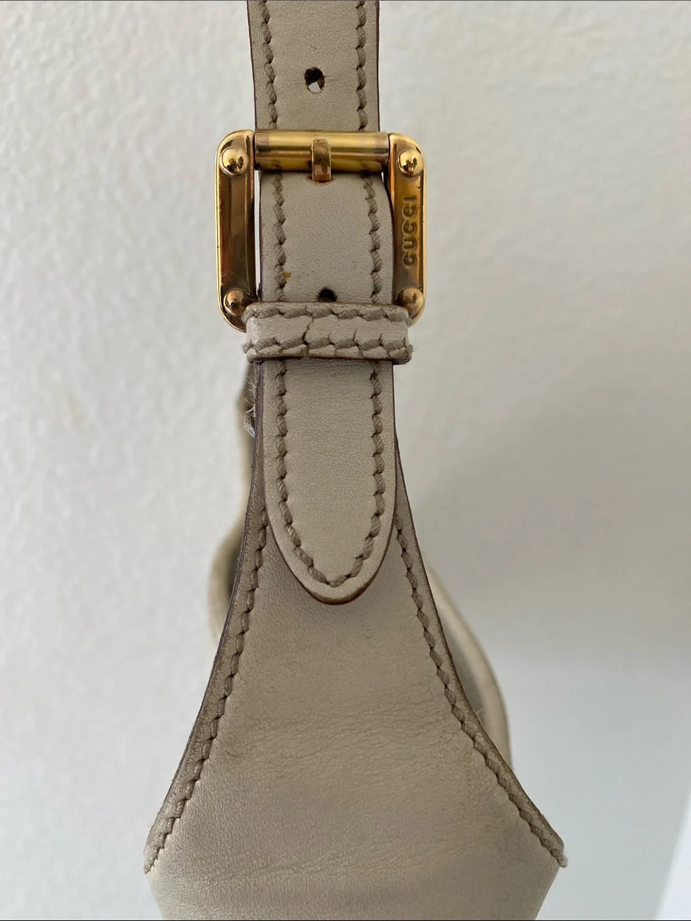 Gucci Beige Monogram Hobo Bag with Gold Hardware
