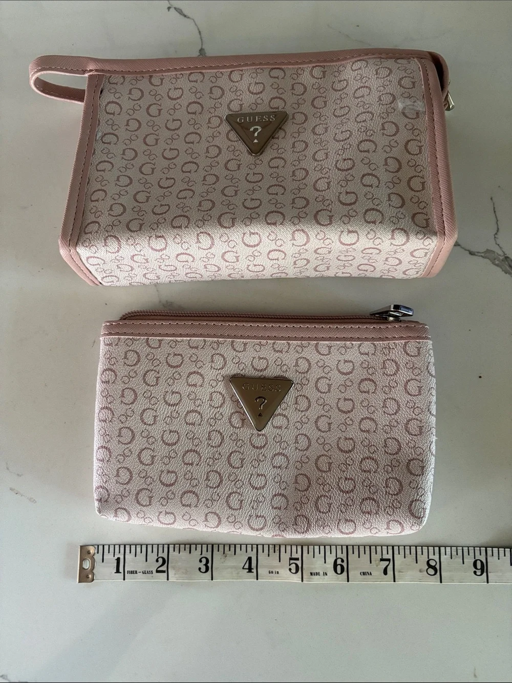 NWOT GUESS Junction Travel Cosmetic Duo Pouch Set, Blush & Cream