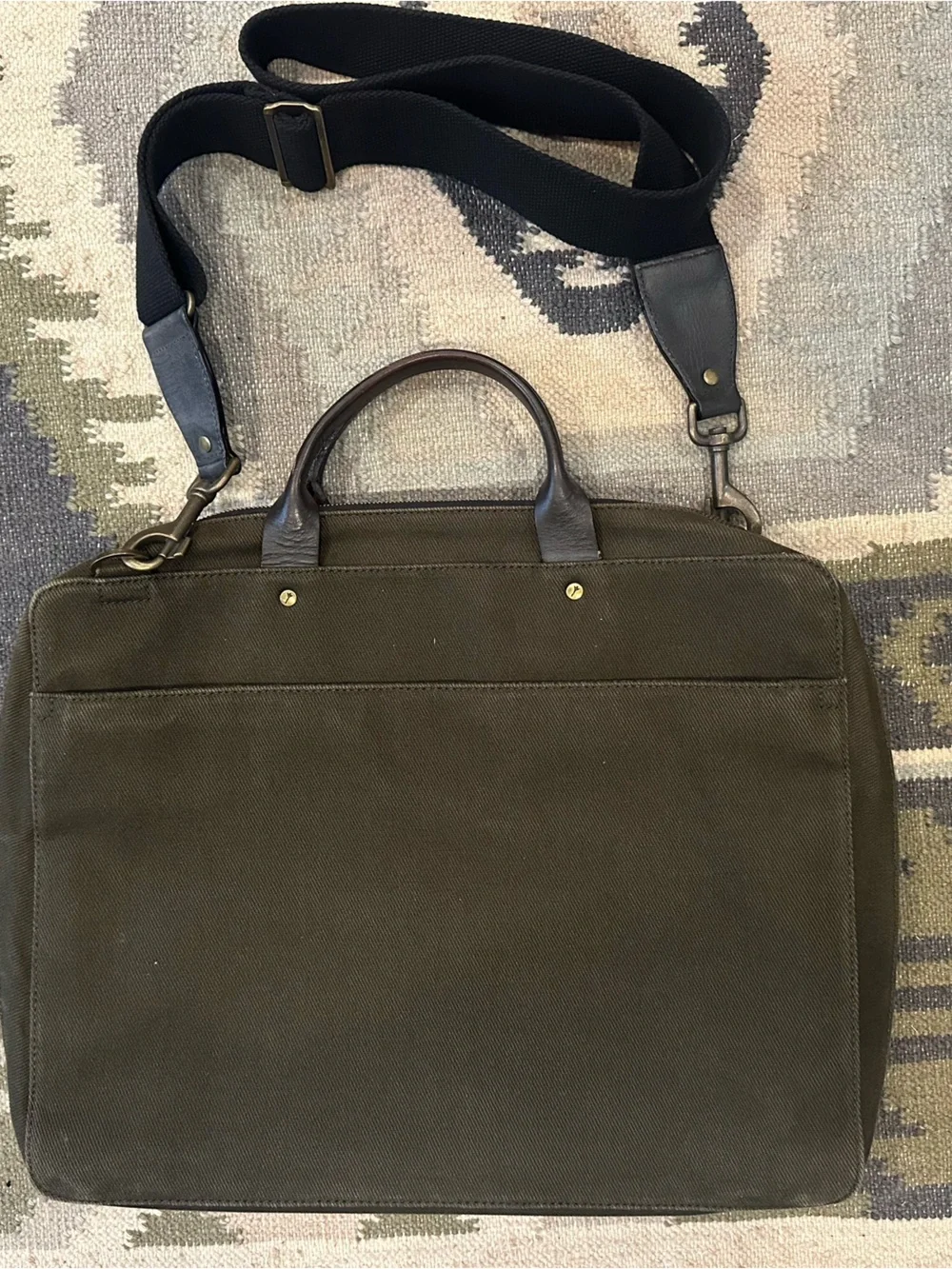 Jack Spade New York Canvas Messenger Shoulder Bag Laptop Briefcase Moss Green