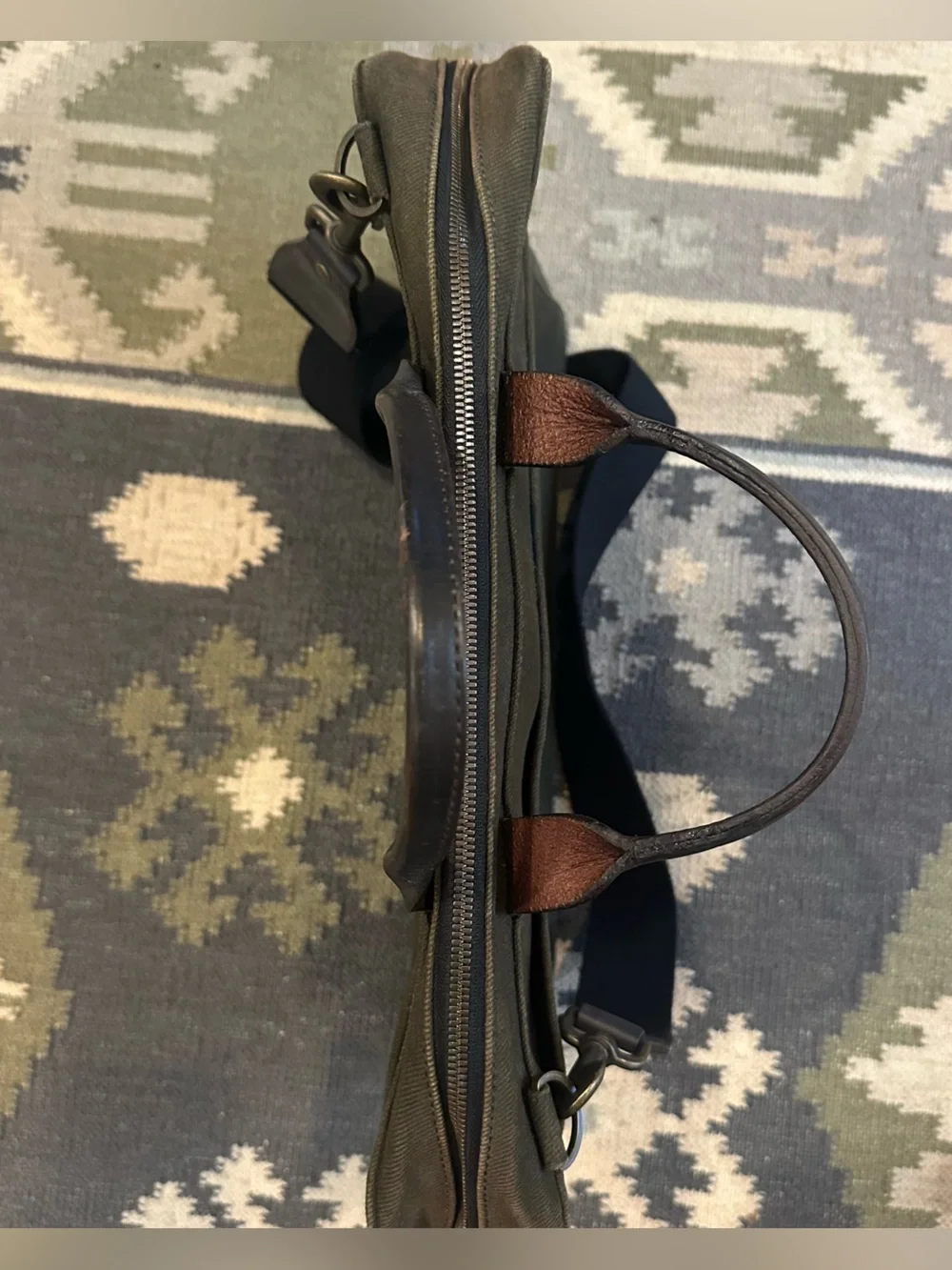 Jack Spade New York Canvas Messenger Shoulder Bag Laptop Briefcase Moss Green
