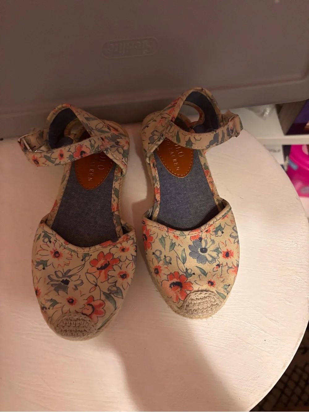 Floral Espadrille Sandals in Cream - Girls