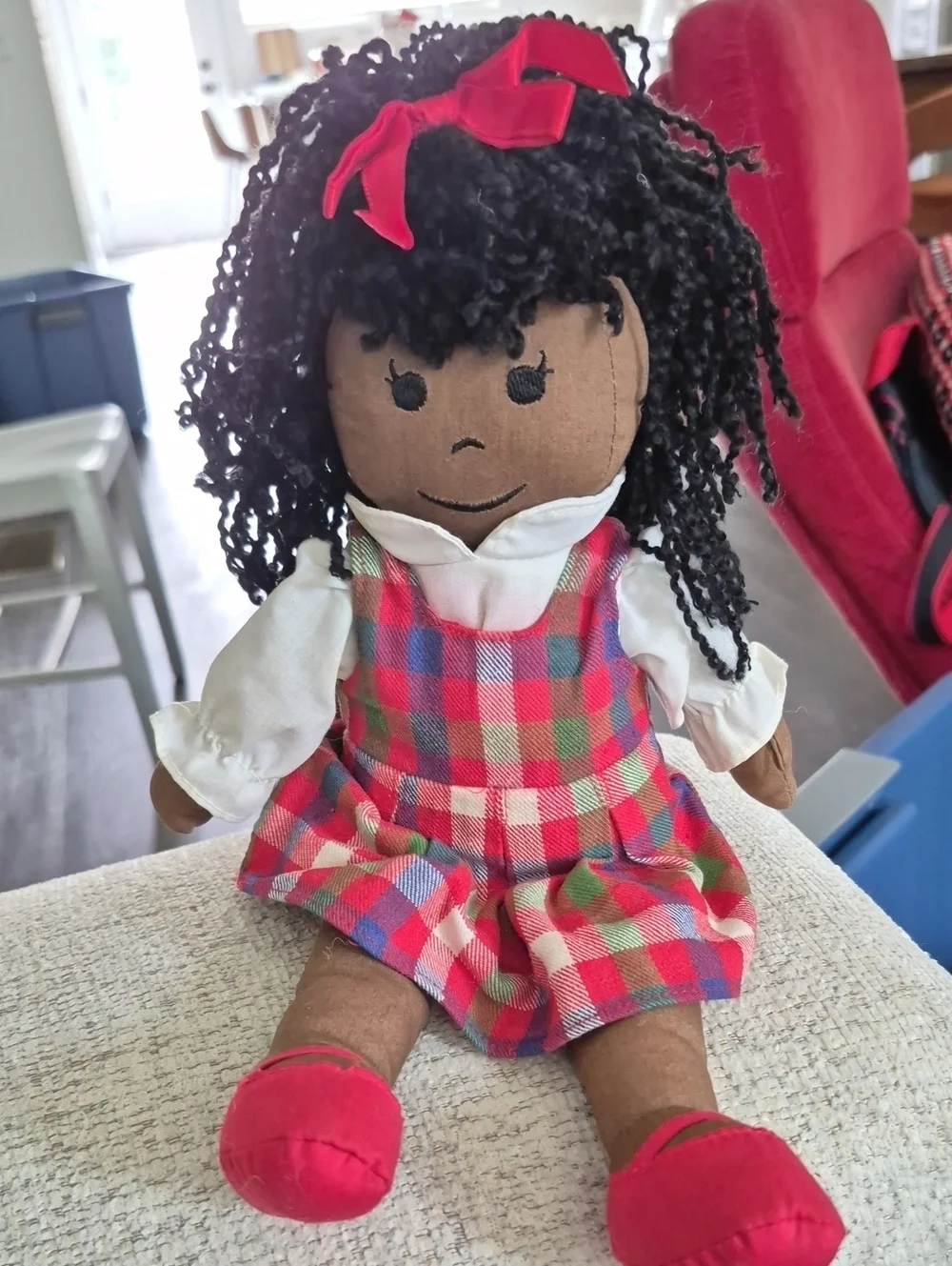 GAP BABY Red Plaid Dress Rag Cloth Doll Vintage