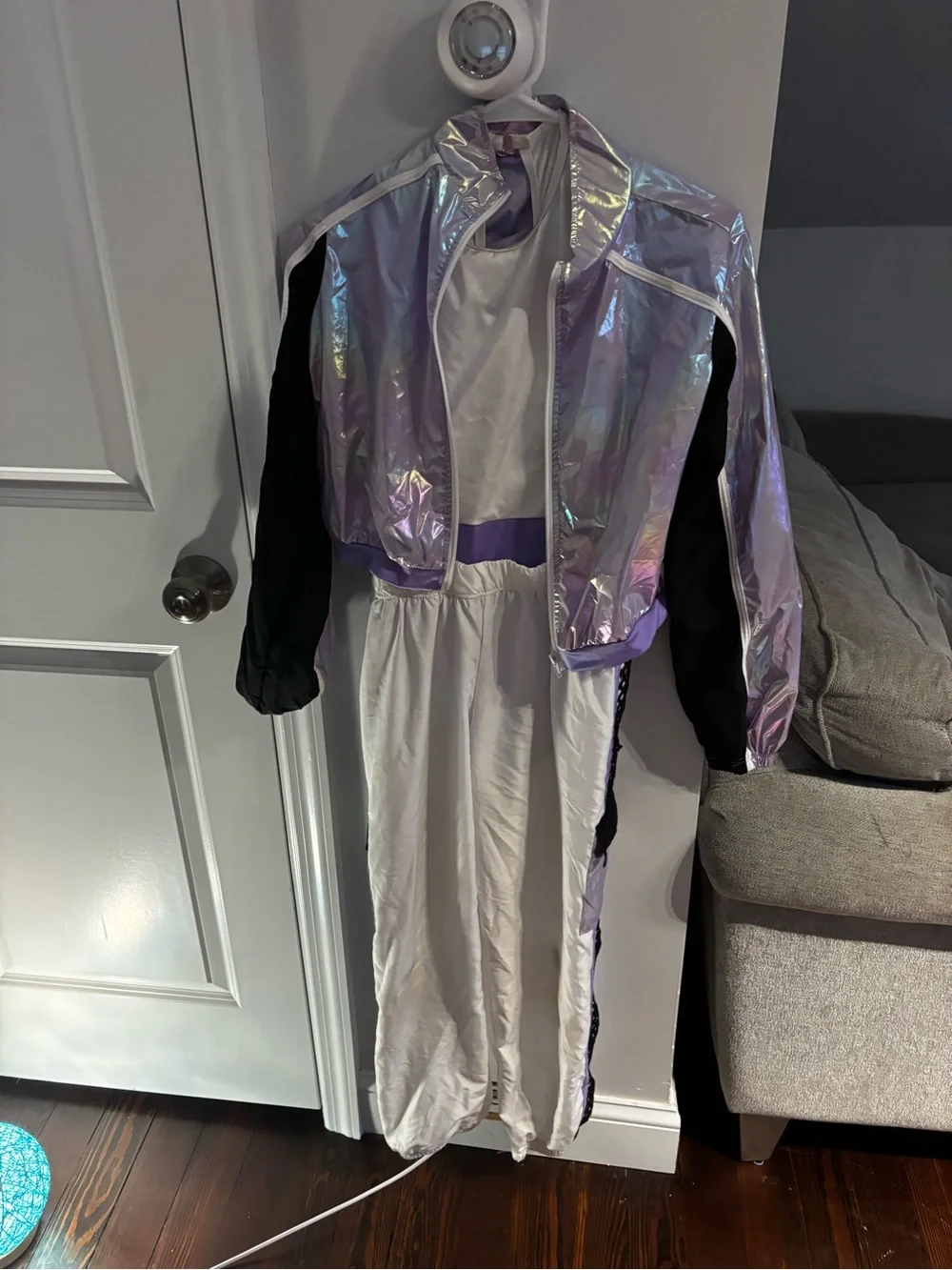 DANCE COSTUME Iridescent Purple and White Space Costume Jacket and Jumpsuit