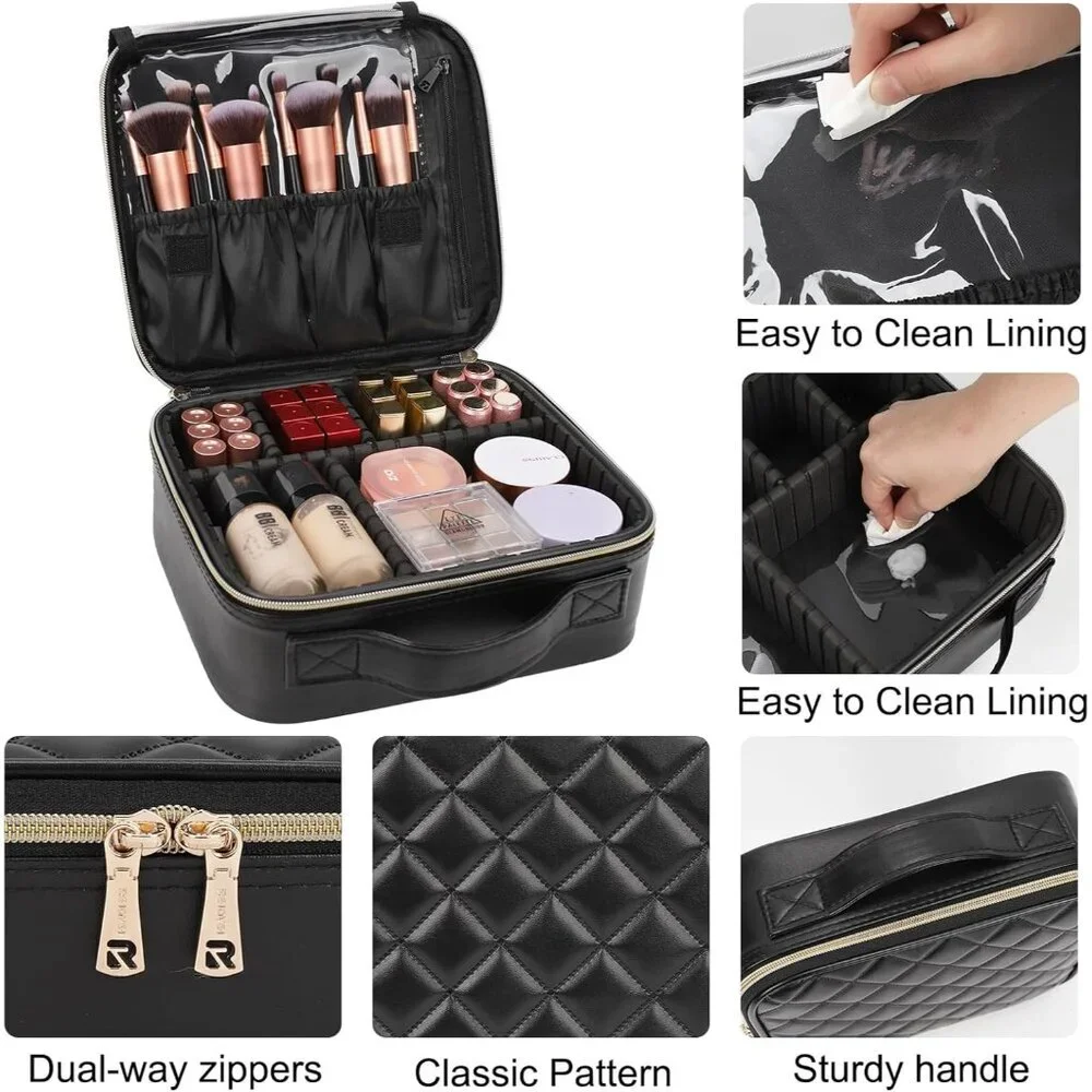 Makeup Bag, Travel Cosmetic Train Case Organizer Portable Artist Storage Bag wit