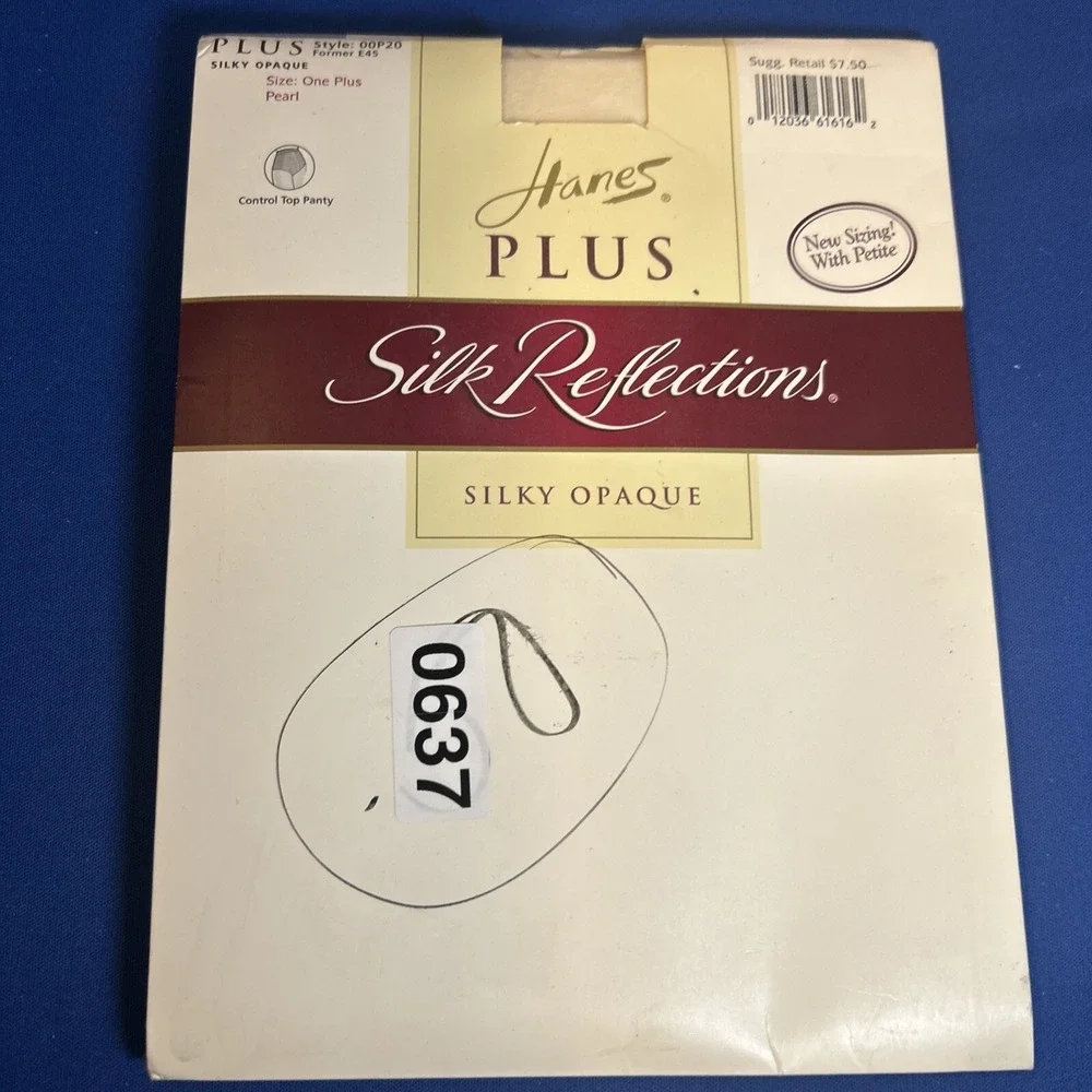 Hanes PLUS Silk Reflections Silky Opaque  Control  Pantyhose Pearl Size One Plus