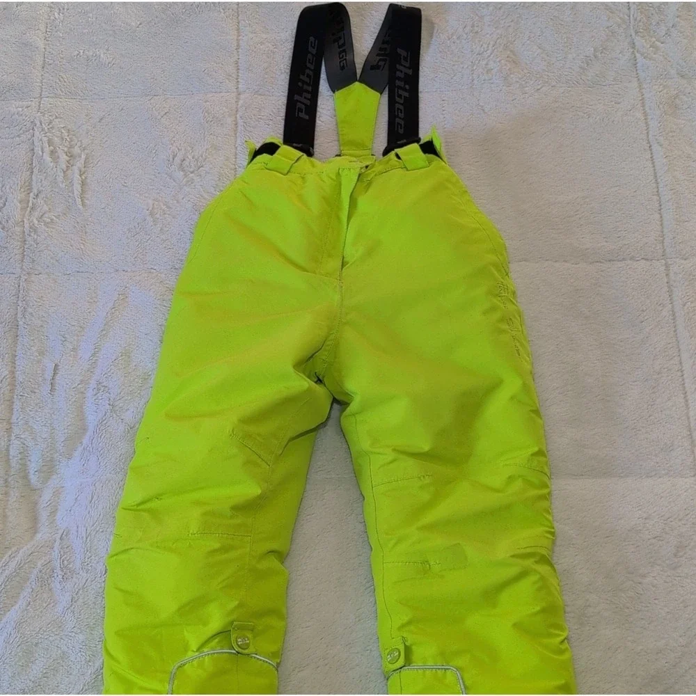 Phibee Kids Snow Bib Pants Yellow Waterproof Lined Size 116/122 Winter Sports