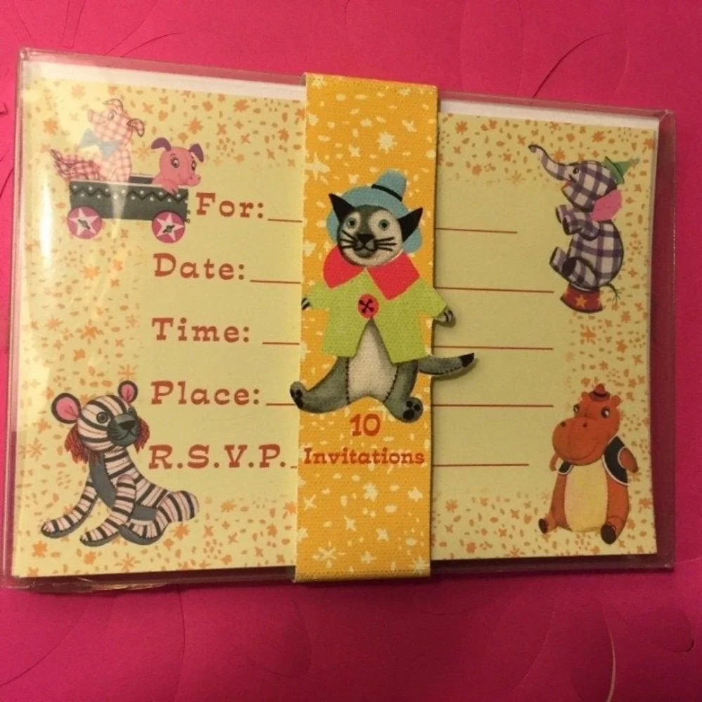 Birthday Party Invitations Children Kids vintage‎ Circus Animals Boys Girls Baby