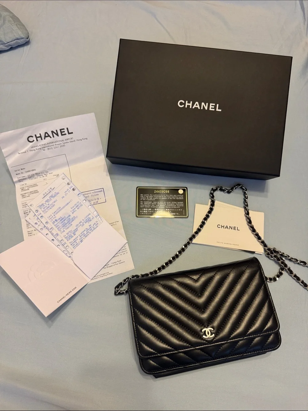 Chanel Black Quilted Chevron Flap Bag with Chain Strap