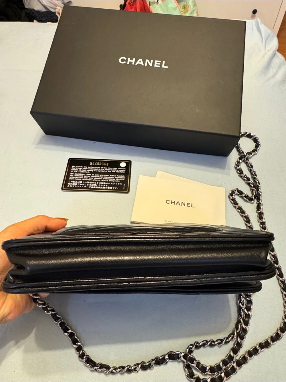 Chanel Black Quilted Chevron Flap Bag with Chain Strap