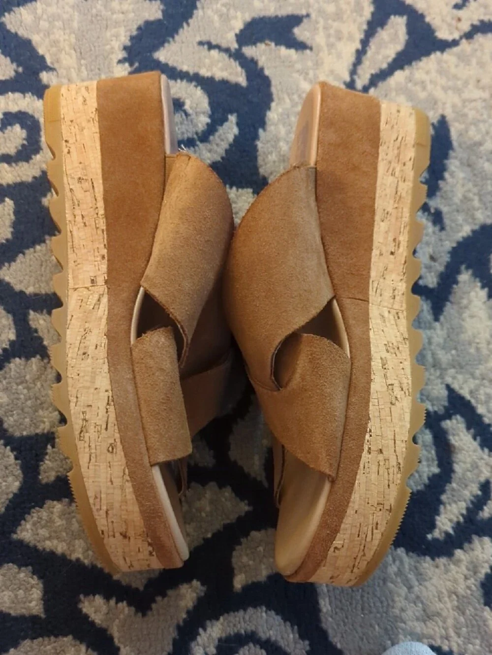 Sorel Ella Camel Tan Suede Crossover Platform Slide Size 11