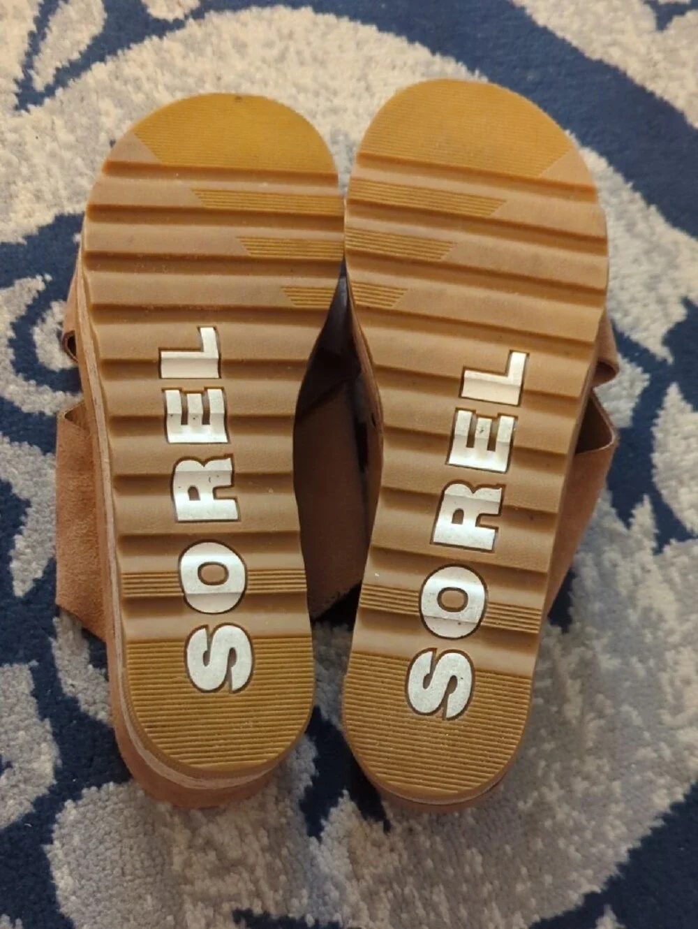 Sorel Ella Camel Tan Suede Crossover Platform Slide Size 11