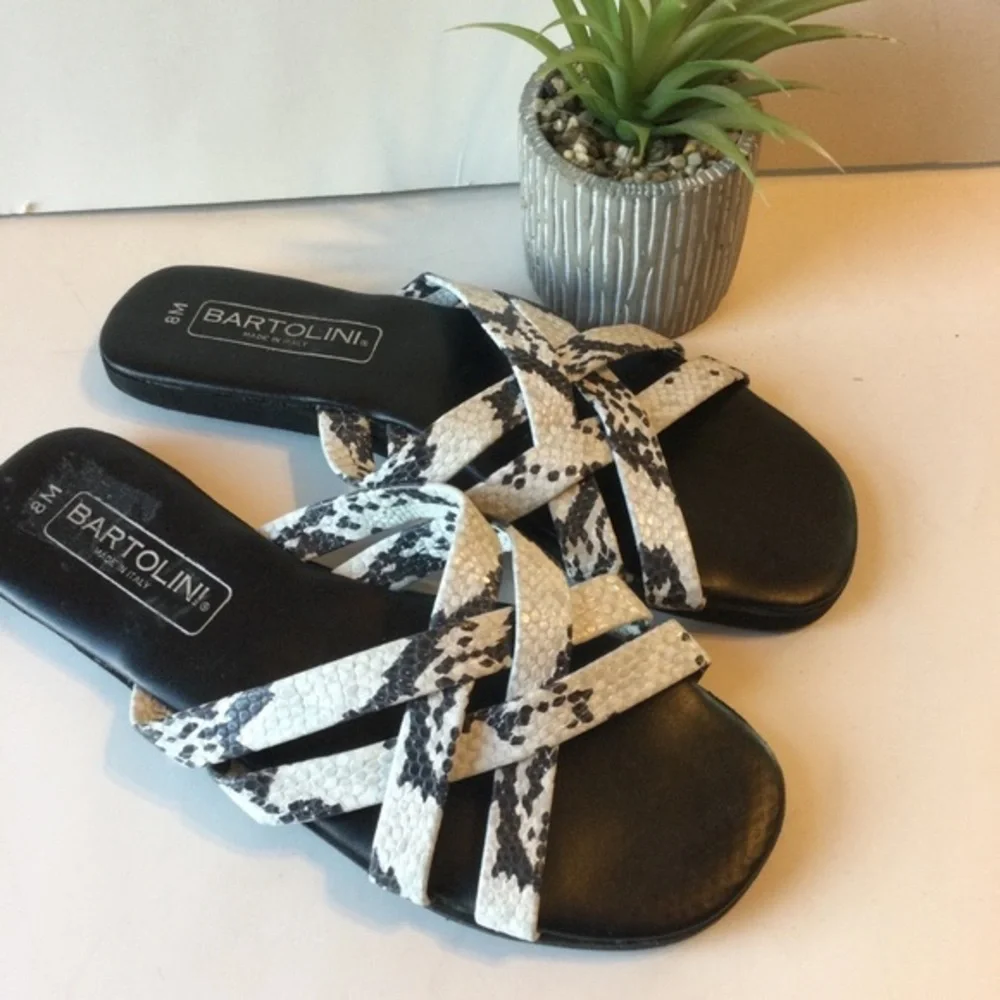 Bartolini Made In Italy Black and White Women's Sandals Size 8M