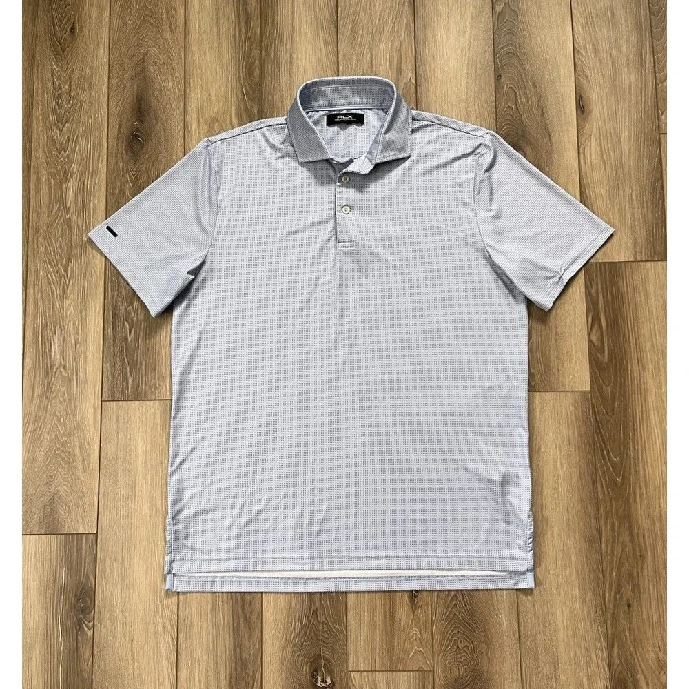 RLX RALPH LAUREN Golf Polo Shirt Mens XL Blue Dot S/S Performance Super Soft