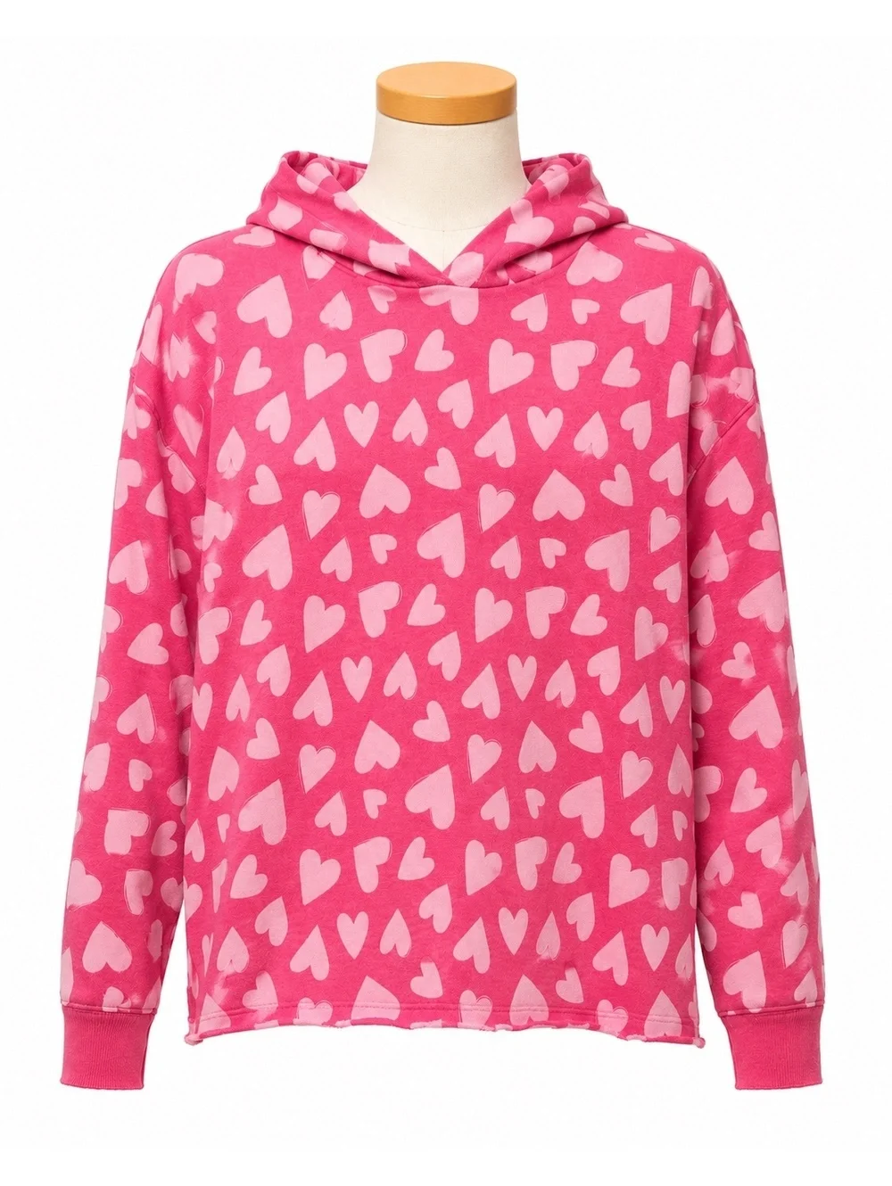Old Navy Girls' Pink Heart Print Hoodie Sweatshirt, Size XL (14-16)