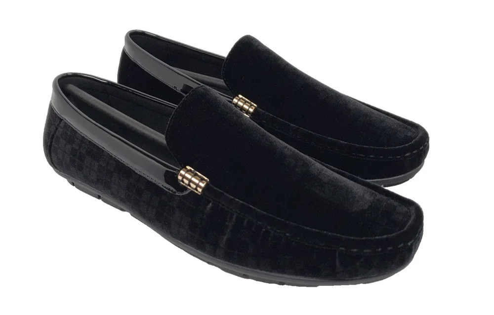 Amali Jace Mens Sz 11 Black Velvet Slip On Fashion Driving Moccasin Loafer Shoes