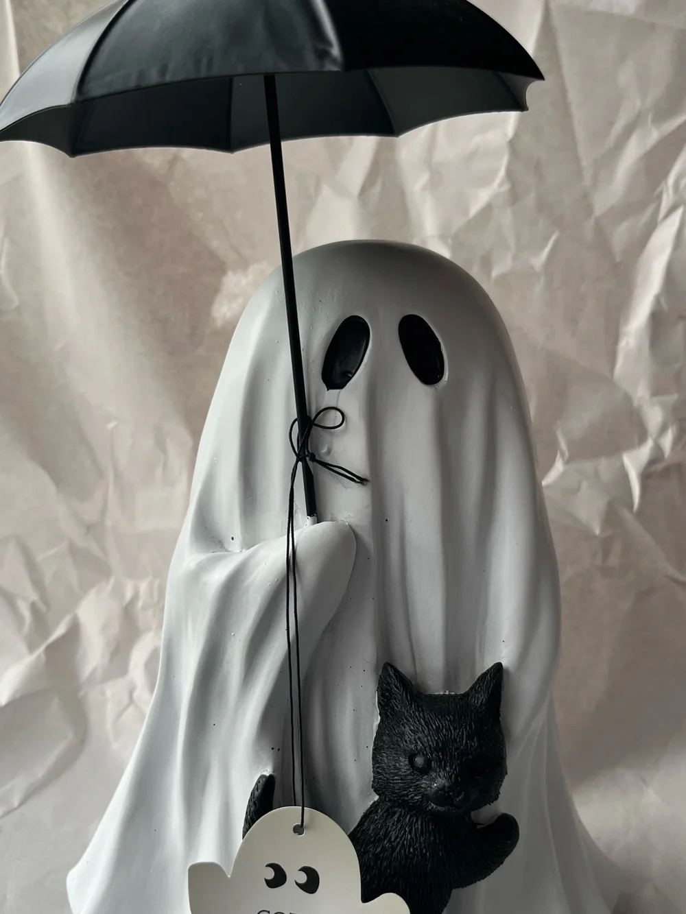 Kids Ghost Costume with Black Cat Accessory - White and Black