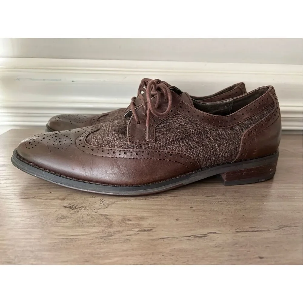 Vionic Oxford Roth men's lace-up dress wingtip in chestnut sz 10 comfort career
