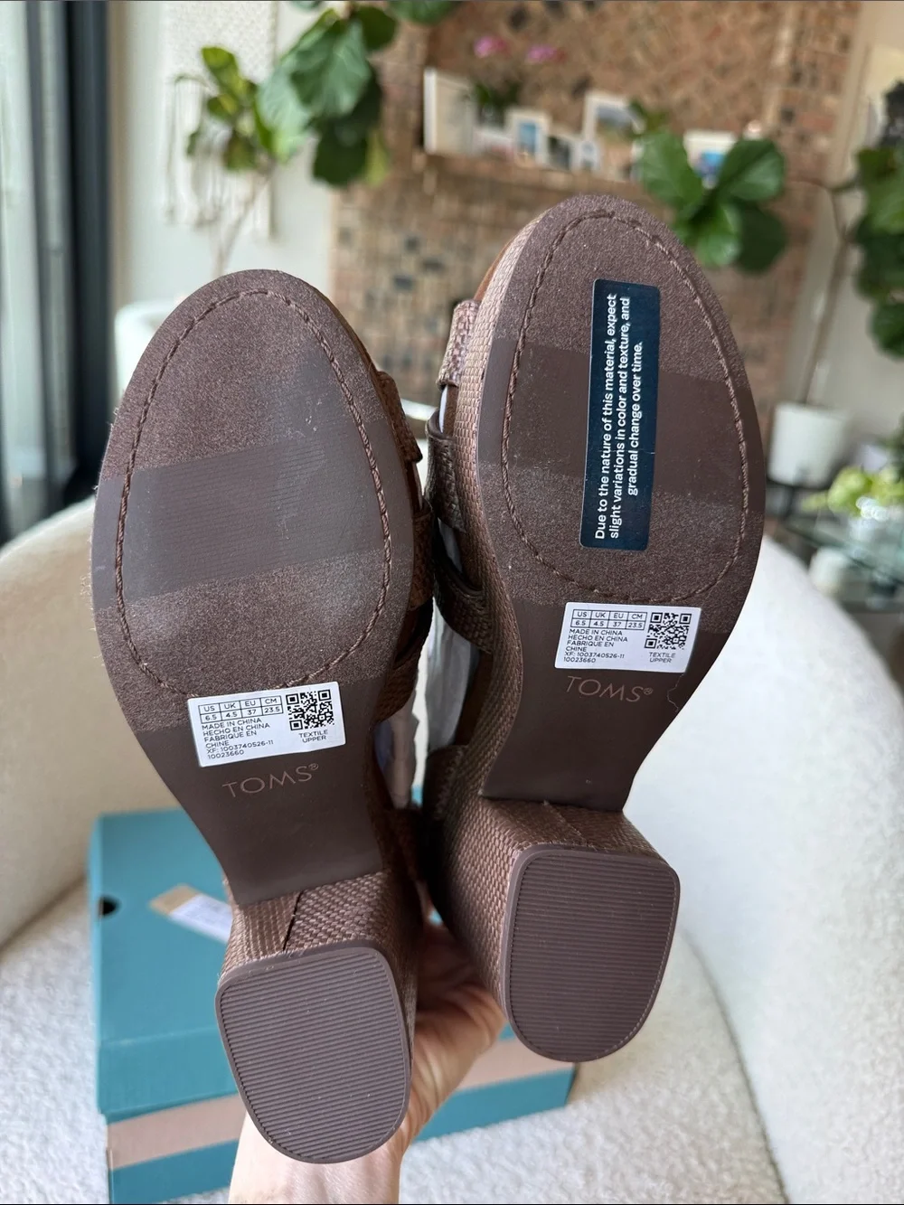 TOMS Majorca Ankle Strap Platform Sandal hot chocolate raffia size 6.5 NWT