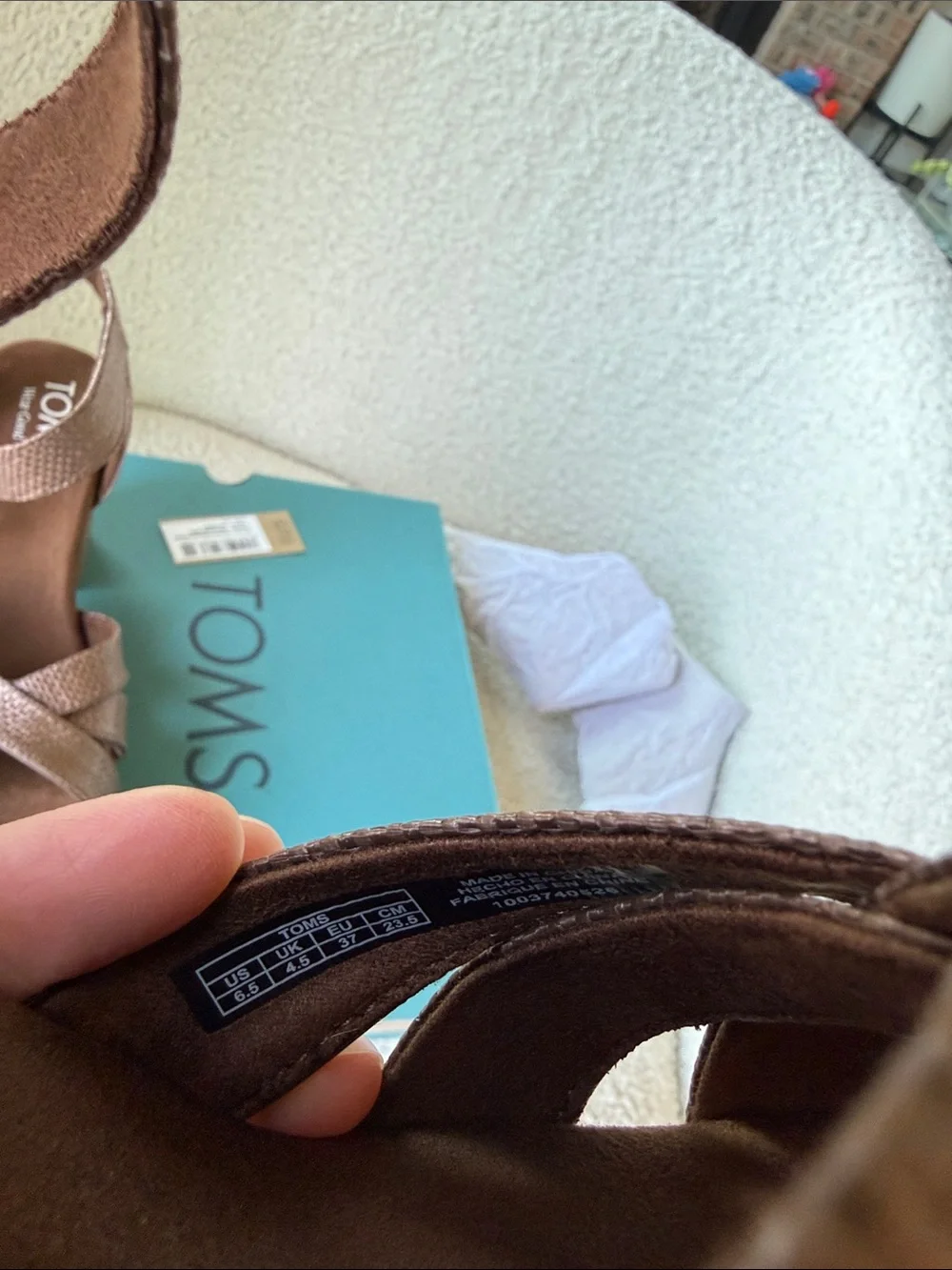 TOMS Majorca Ankle Strap Platform Sandal hot chocolate raffia size 6.5 NWT