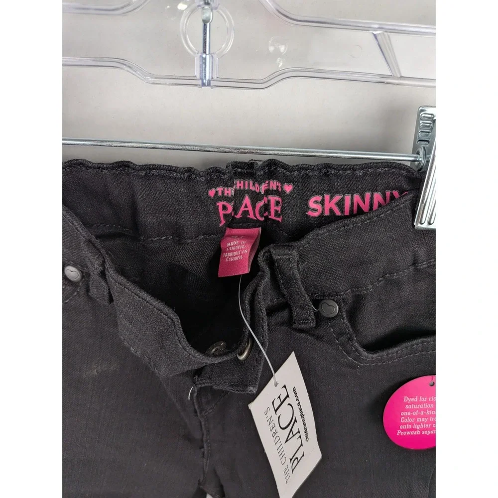 The Childrens Place Kids Skinny Jeans Black Denim Adjustable Waist 4T NEW