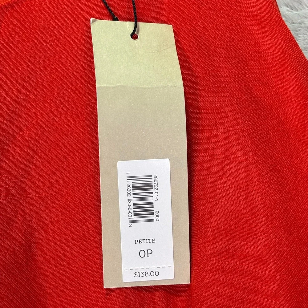 NWT Banana Republic Women Jumpsuit 0P Red Linen Blend Belted Wide Leg Sleeveless