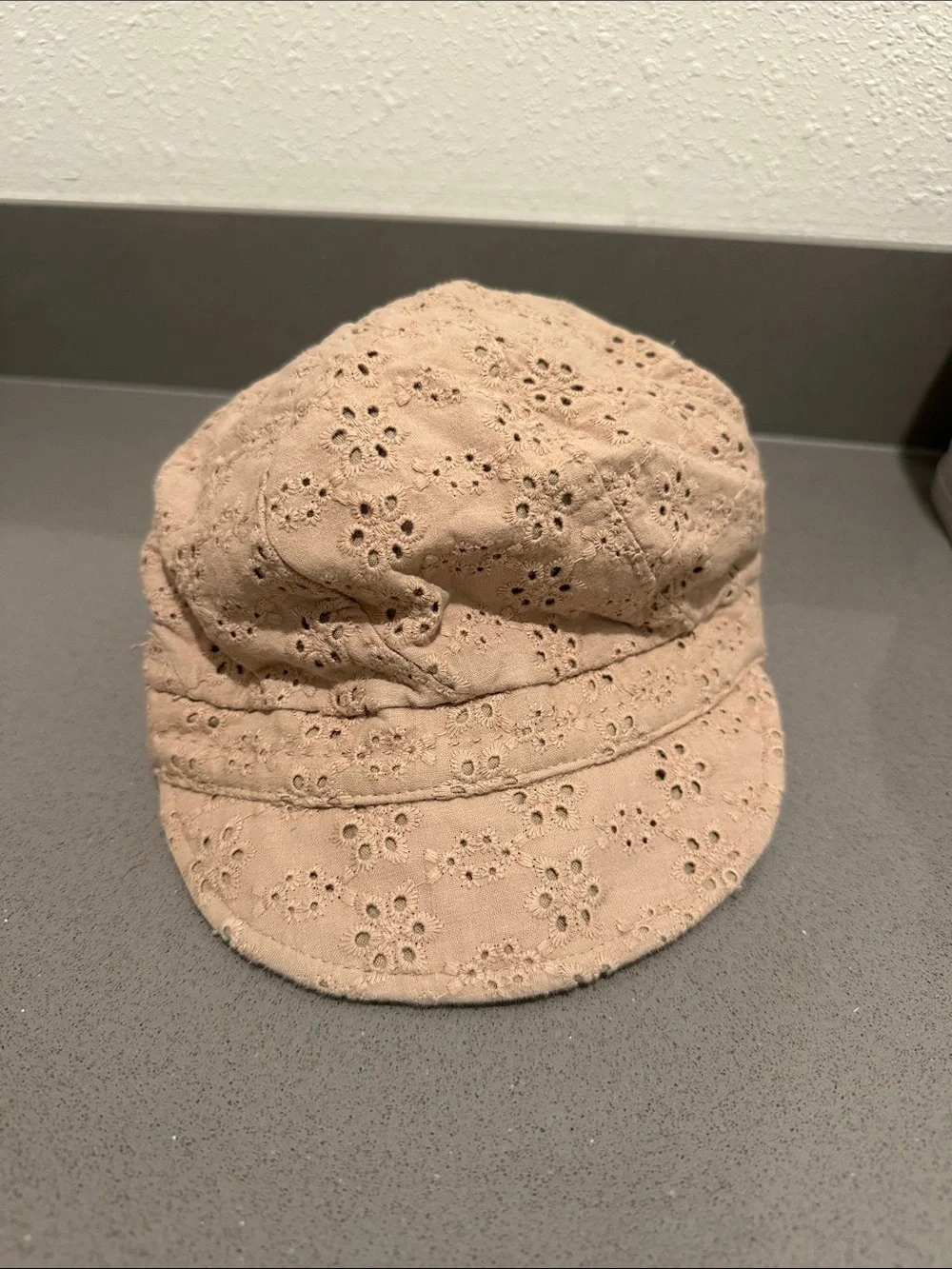 Eyelet Cotton Cadet Cap in Tan